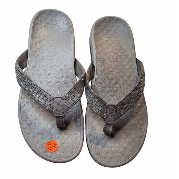 Vionic Tiders Tide 340 Rhinestones Thong Sandals Size 10 Gray Silver Women - Picture 1 of 5